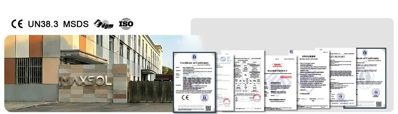 Certificaciones y patentes de Maxsol