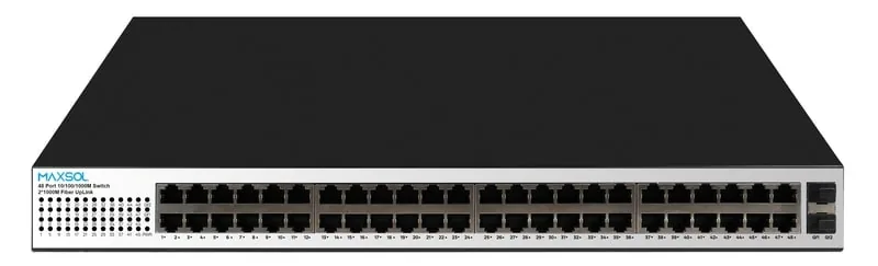 Switch PoE Maxsol PS14802SFG de 48 puertos con puertos Ethernet y panel frontal