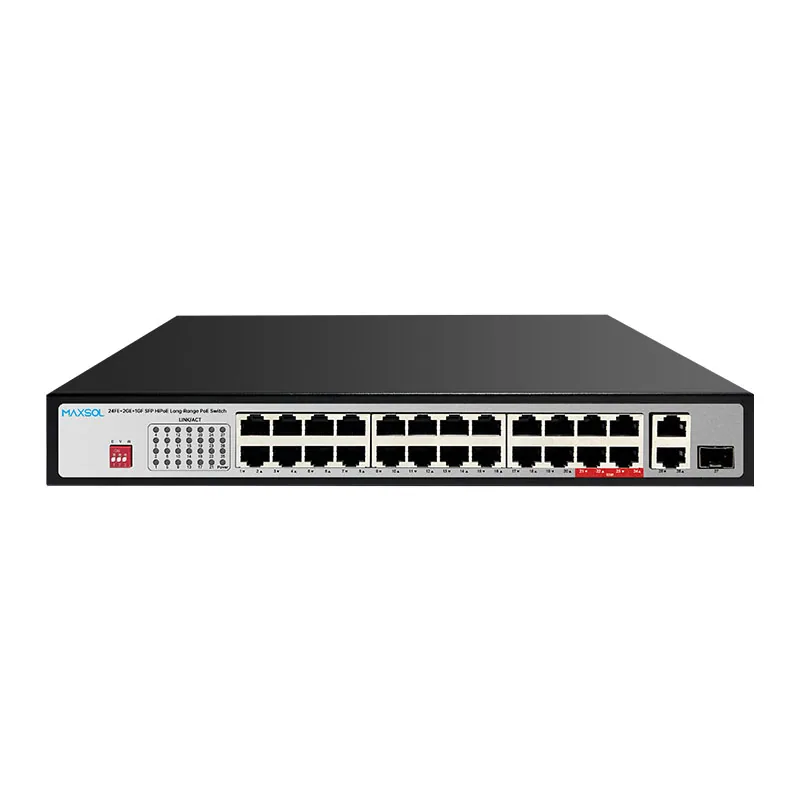 Switch HiPoE de 24 puertos y 300 W con enlaces de subida Gigabit