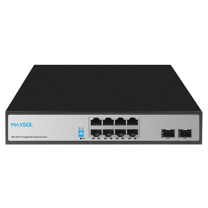 Switch Gigabit PoE+ de 8 puertos con 2 enlaces de subida SFP